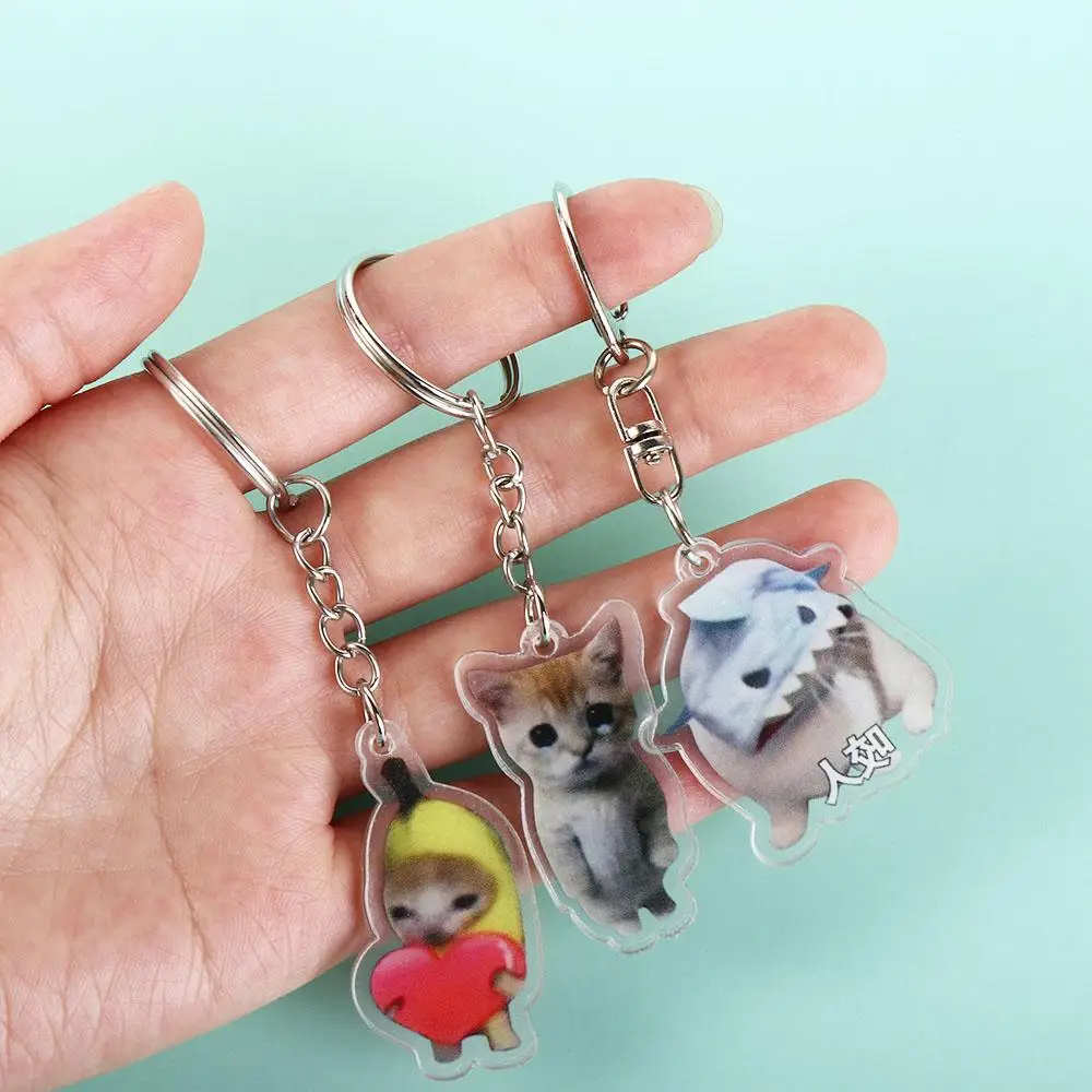 Banana Cat Happy Banana Cat Keychain Pendant Backpack Charm Banana Cat Mobile Phone Chain Keyrings Cartoon Banana Cat Pendant