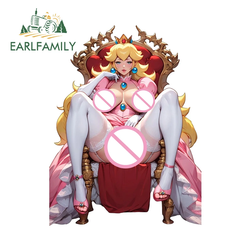 

EARLFAMILY Original Yellow Haired Princess Peach Car Accessories DIY Motorcycle Stickers Vinyl Car Sticker SUV Decoration