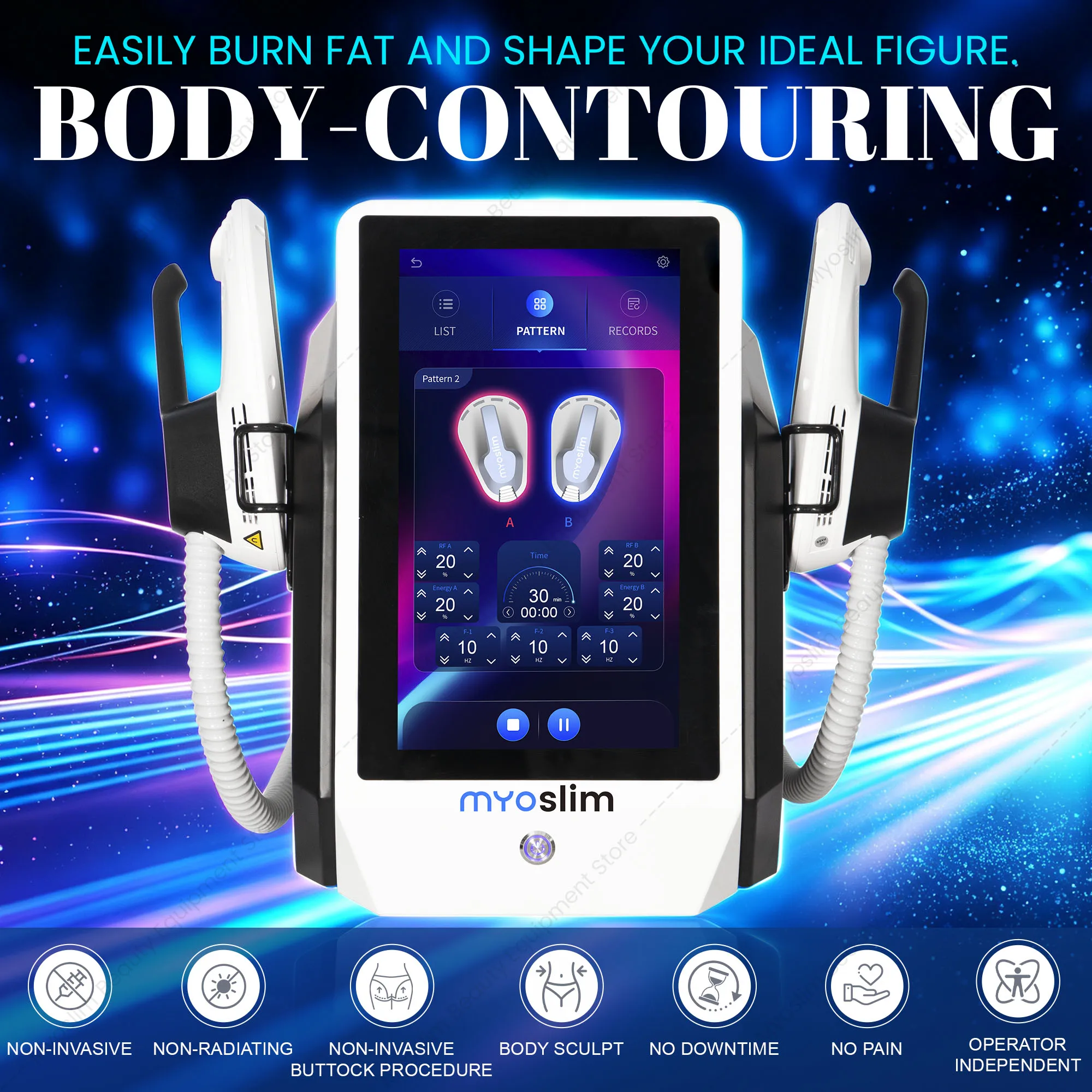 Professional MYOslim EMS Body Slimming Machine Muscle Stimulation Weight Loss Therapy 4-Handle for Pelvic Buttock Fat Burning