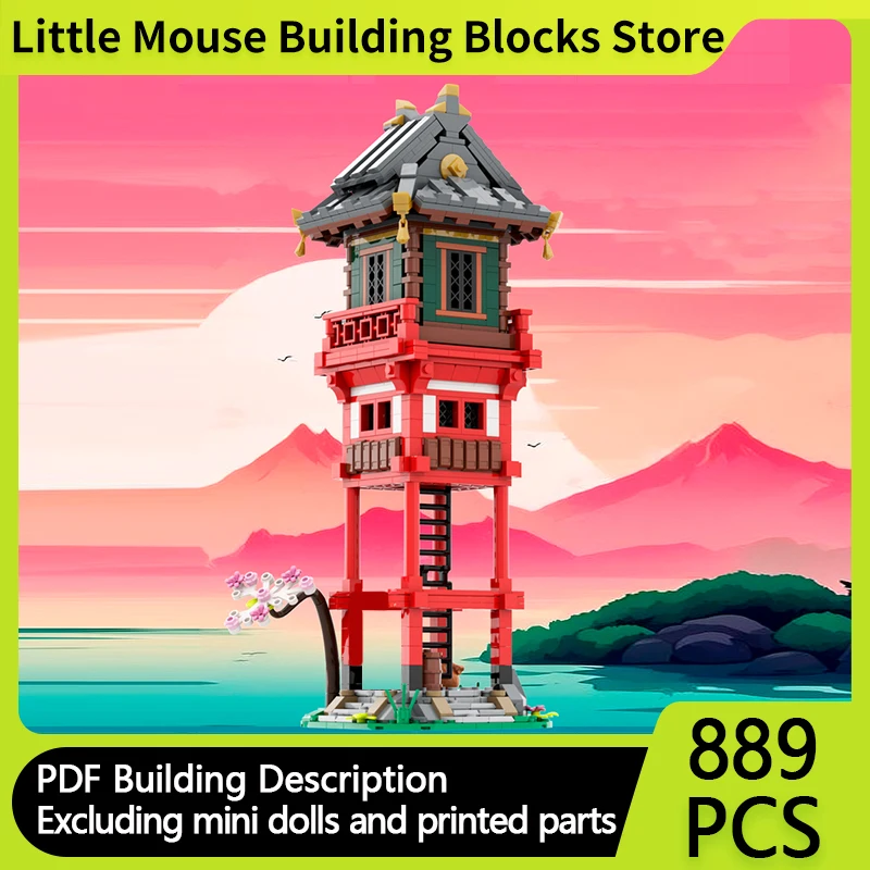

Medieval Castle Model MOC Building Bricks Japanese Style Samurai Tower Modular Technology Gifts Holiday Assemble Children Toys