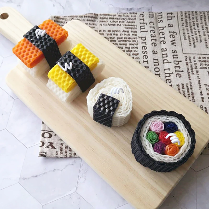 Creative Sushi Aromatherapy Candle Rice Ball Mini Scented Candles Beeswax for Birthday Wedding Home Decoration Party Wedding Spa