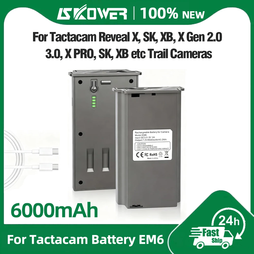 

Литиевая аккумуляторная батарея 6000 мАч для камеры Tactacam Reveal X Gen 2.0 3.0 X Pro 3.0 Pro SK XB X Ultra Cellular Trail Camera