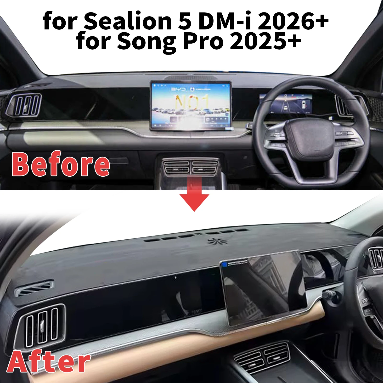 

for BYD Song PRO 2025 for New Sealion 5 DM-i 2026 Dashboard Cover Sun Shade Protector Dashmat Anti-Glare UV Carpet Mat Dash Mat