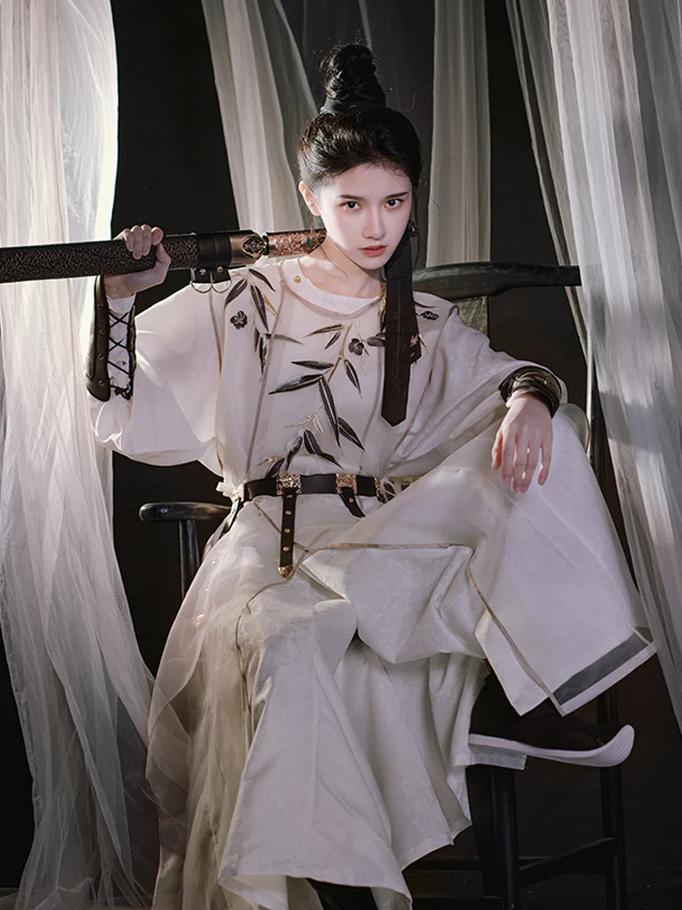 

Tian Guang, оригинальный дизайн, круглый жилет с вышивкой, Tang Sle, пара Hanfu, свободная посадка, смесь полиэстера обычной длины