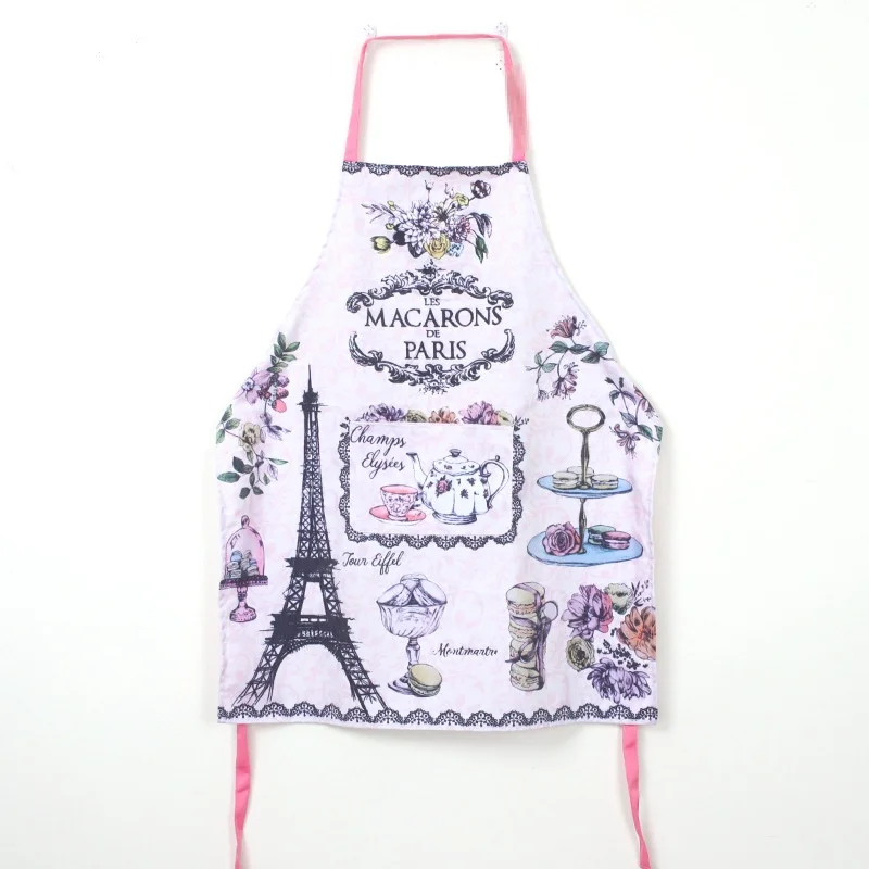 Moda stampato cartone animato lavori domestici grembiule torta torre Eiffel panno da cucina natale Anti-sporco senza maniche grembiule decorazione