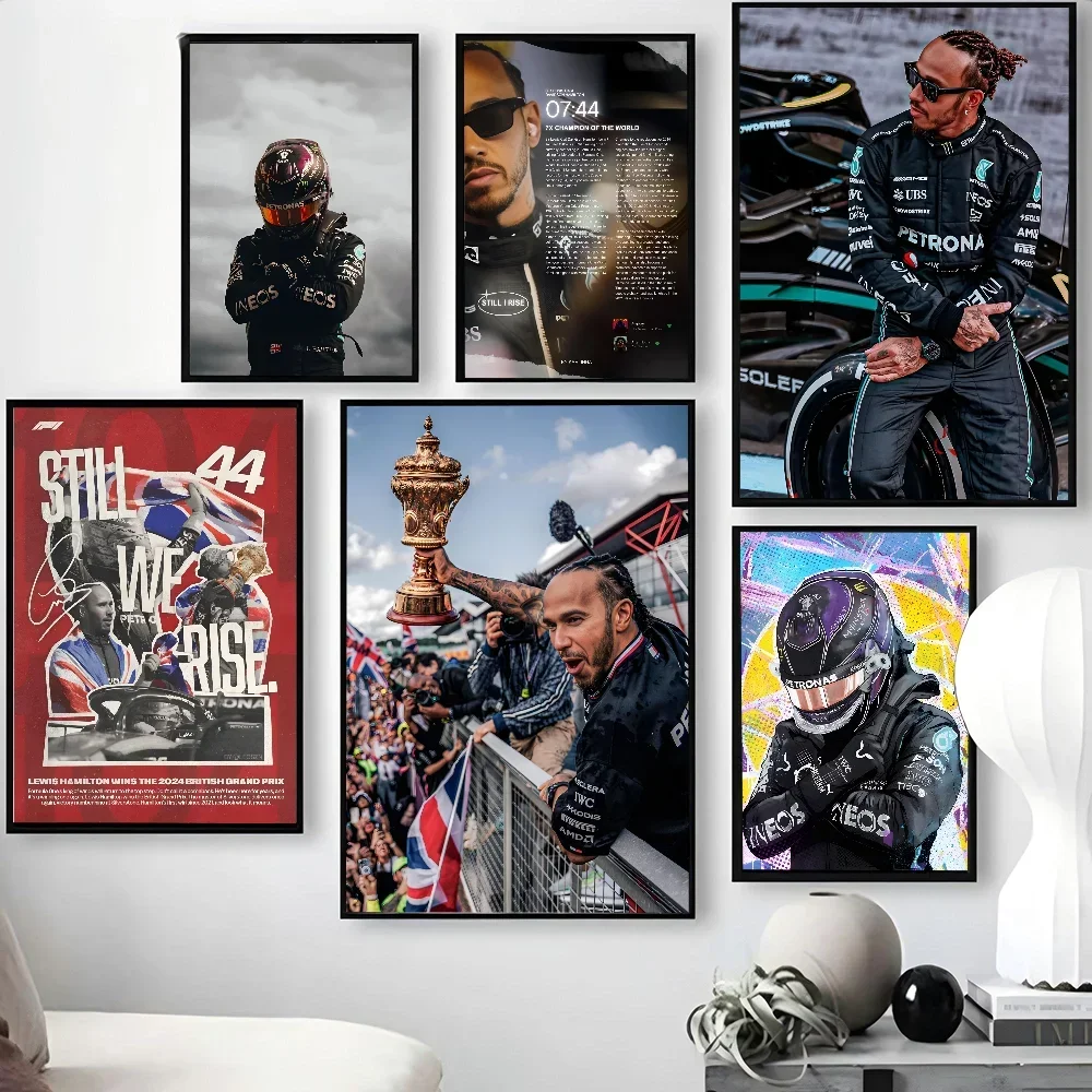 F1 بطل السباق الأسطوري شخصية L-Lewis هاميلتون المشارك ذاتية اللصق الفن ورق مقاوم للماء ملصق مقهى غرفة البار #3
