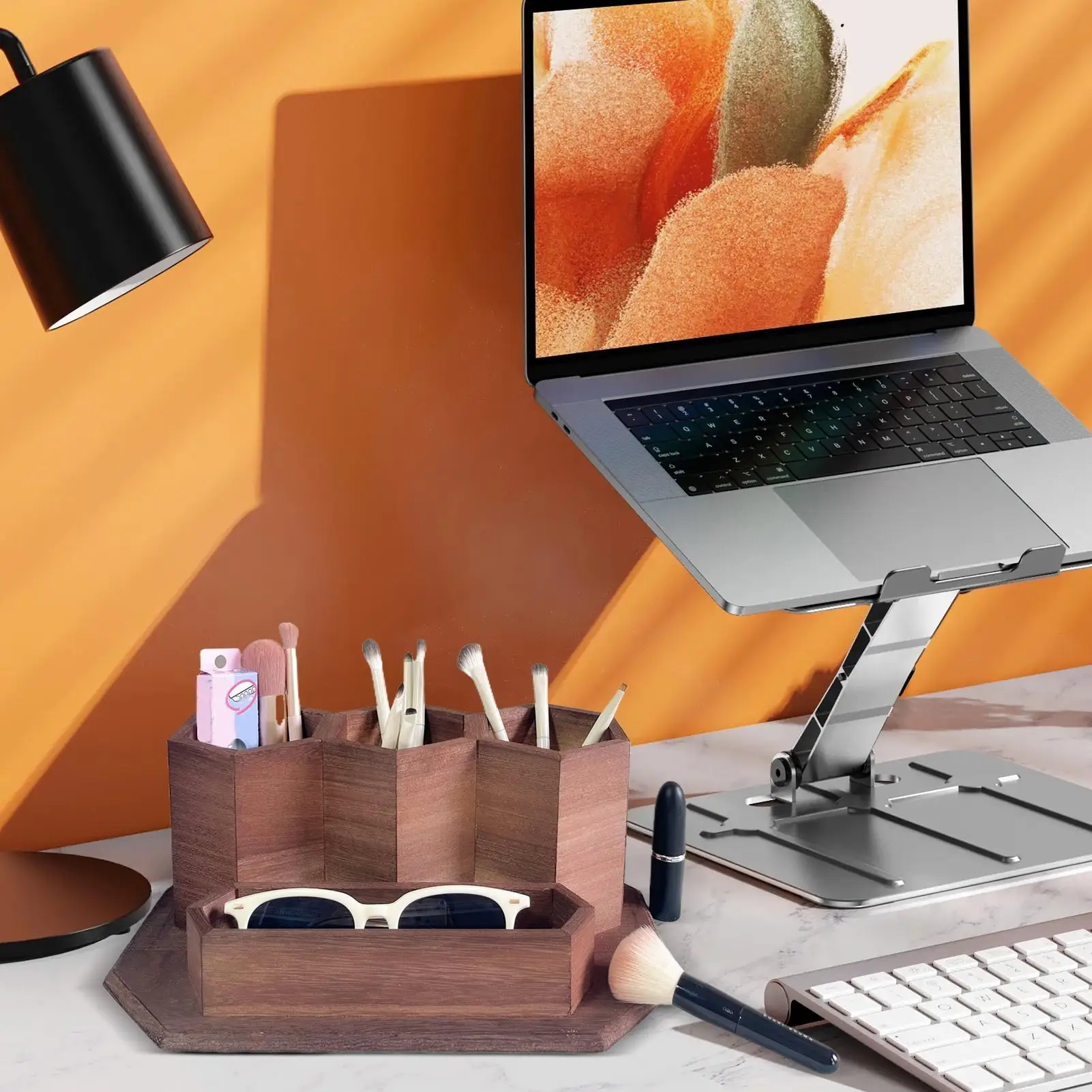 Держатель для ручек и карандашей, декоративный держатель для кистей, 4 отделения, маркер для хранения посуды, художественный органайзер, дерево для художественной студии