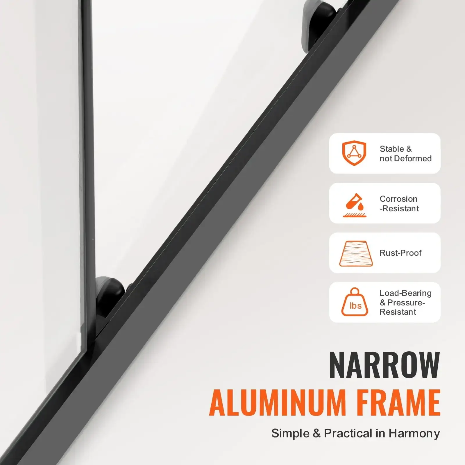 Semi-frameless Double Sliding Shower Door SGCC Tempered Glass Matte Black