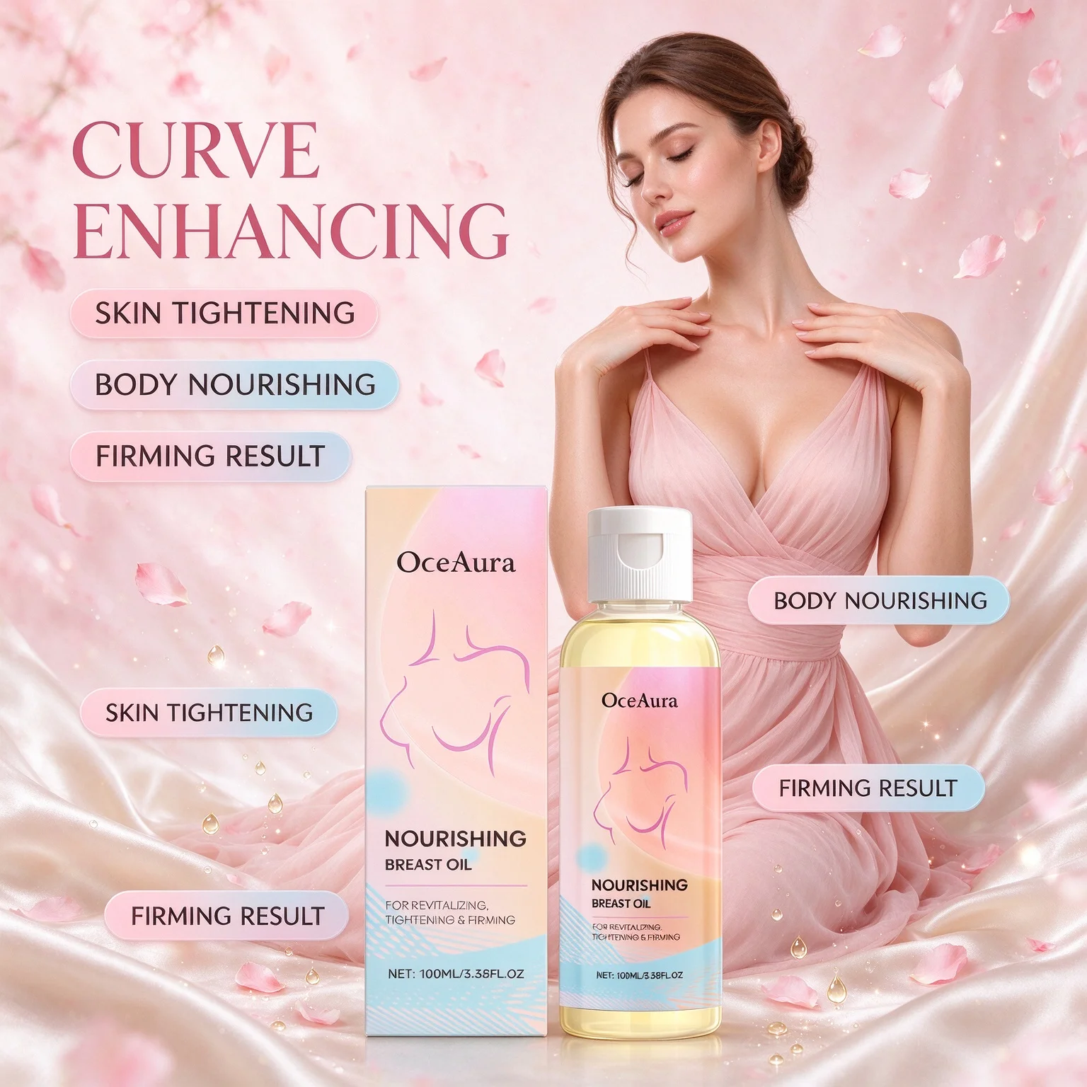 7 Days Fast Breast Growth Essential Oil Chest Enlargement Tightening Massage Oil Improve Sagging Outward Expansion Breast Oil