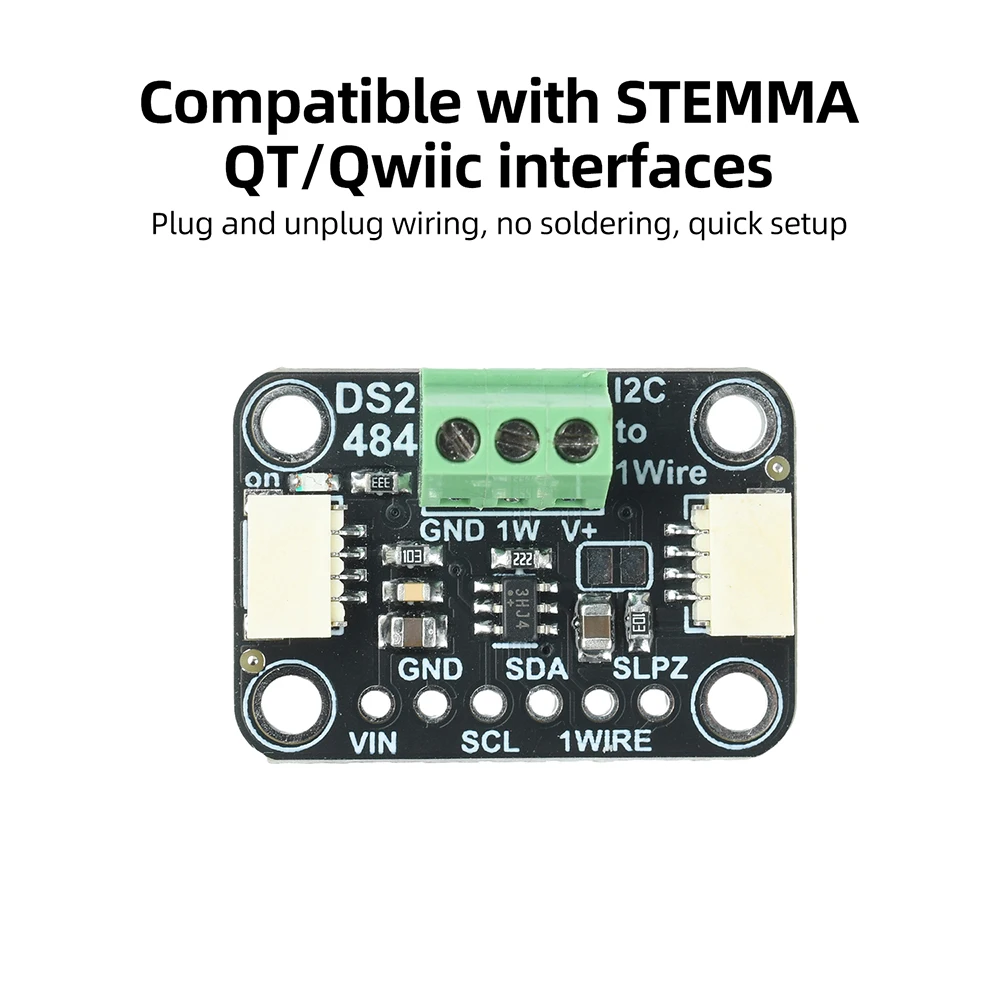 DS2484/DS2482S-800 I2C to 1-Wire bus adapter 2.5-5.5V splitter line driver compatible with STEMMA QT/Qwiic Port  For Sensor