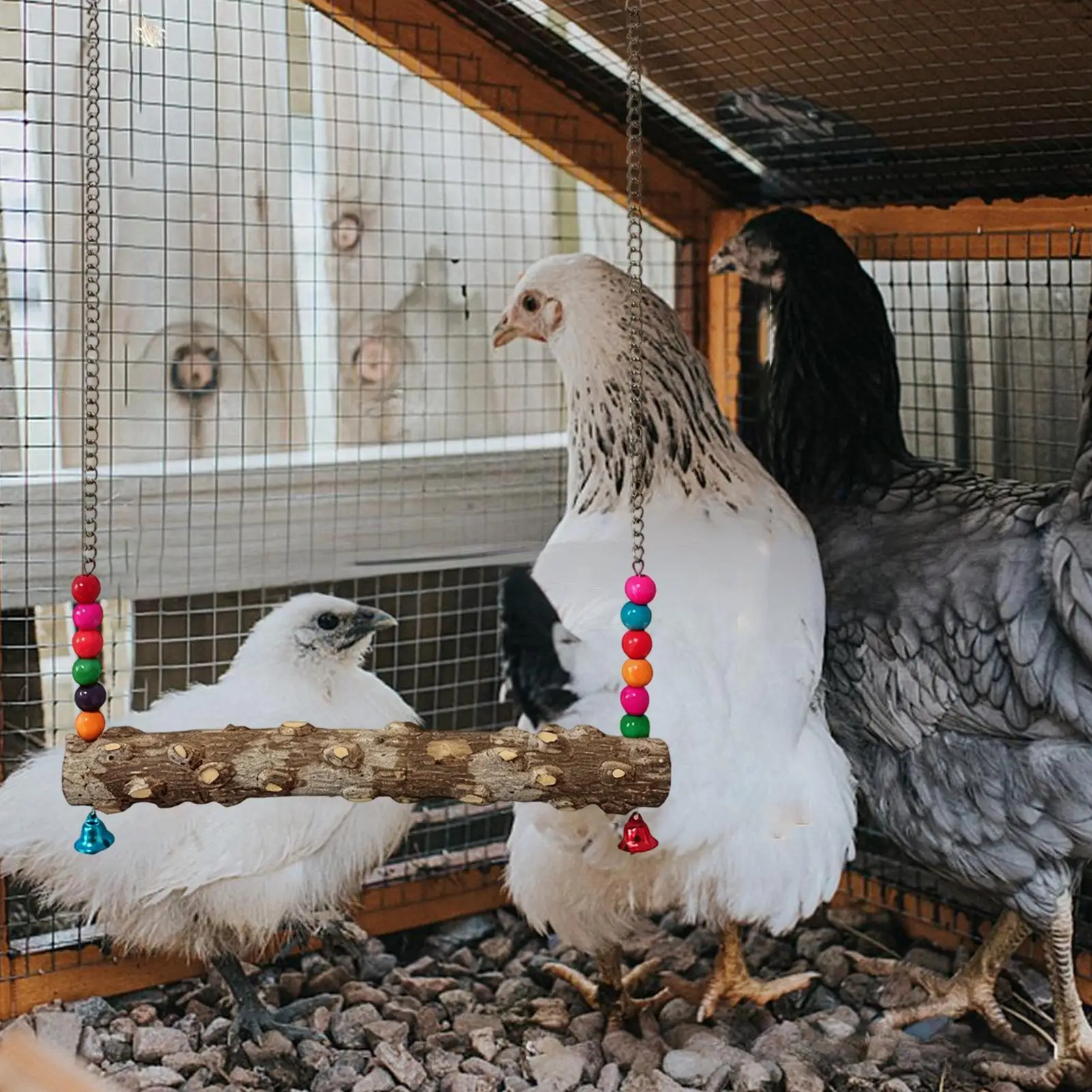 Columpios para gallineros, perchas de madera antideslizantes para pollos, perchas para trepar y masticar, para gallos, aves de corral, loros, gallinas, jaulas y corrales.