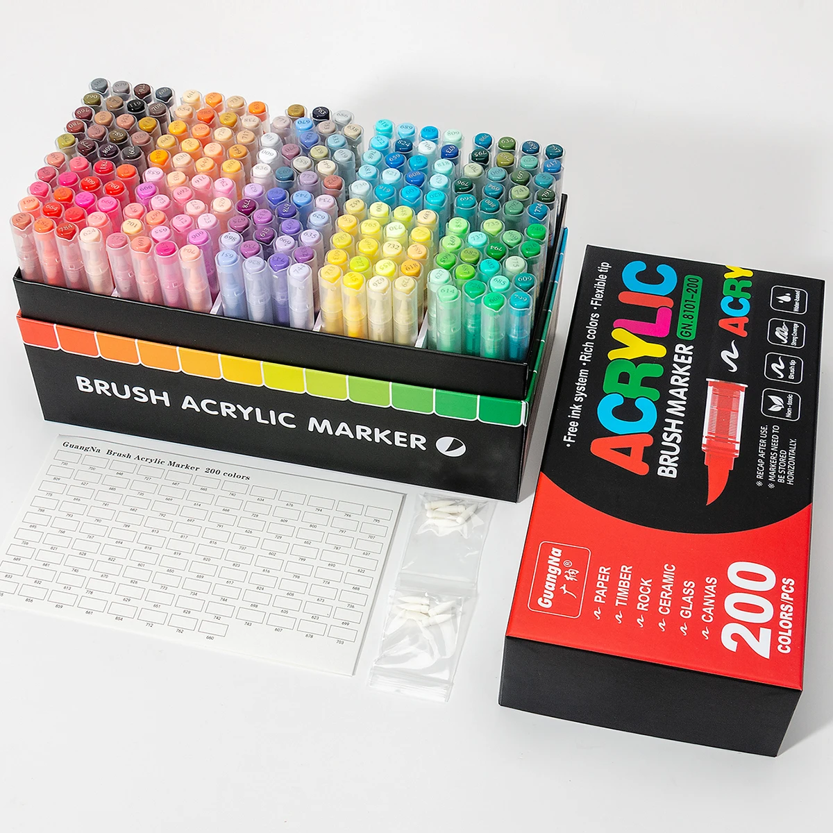 

200 Colors Professional Artist Markers Set - Soft Tip painting doodle overlay pen straight liquid acrylic marker, item graffiti