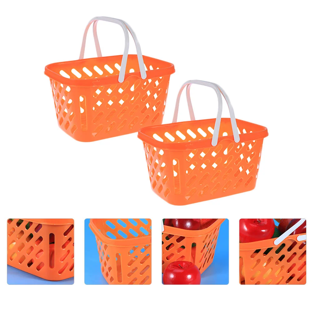 2 Pcs Shopping Basket Toys Storage Organizer Cart Vegetable Portable Grocery Abs Raw Material Baskets Toddler