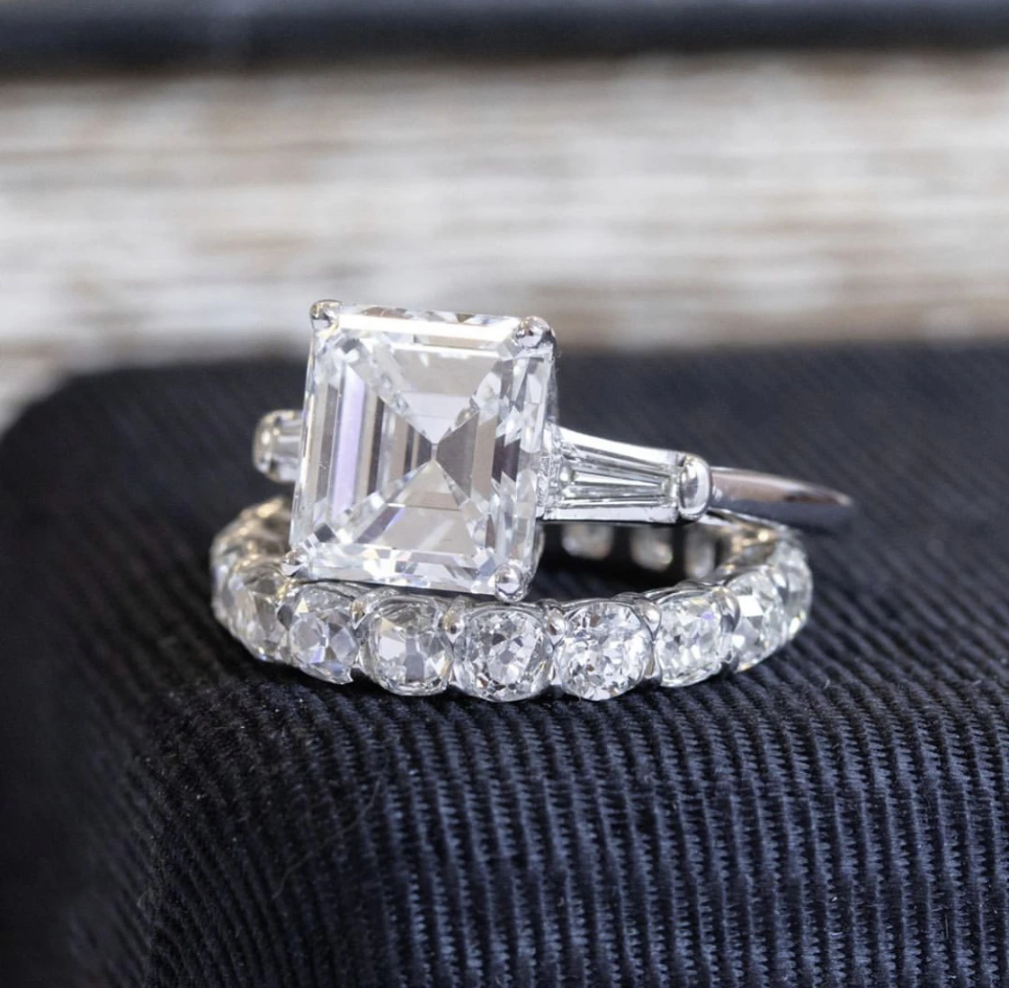 Luxury 925 Sterling Silver Asscher cut Square Simulated Diamond Rings finger Wedding Engagement Cocktail Women Gemstone Jewelry