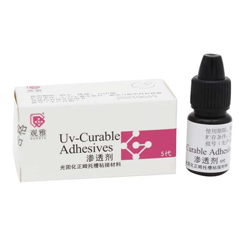 Adesivi polimerizzabili Uv 3ml, adesivo completamente acidato curabile leggero, viene utilizzato per l'incollaggio di staffe ortodontiche