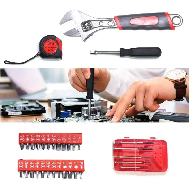 799PCs aluminum trolley case tool set silver, house repair kit set, household hand tool set, with tool belt, gift