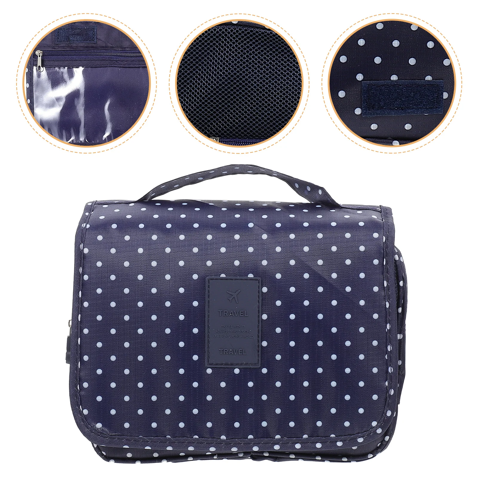 

Functional Washing Bag Hook Toiletry Folding Clear Polyester Travel Cosmetics Miss