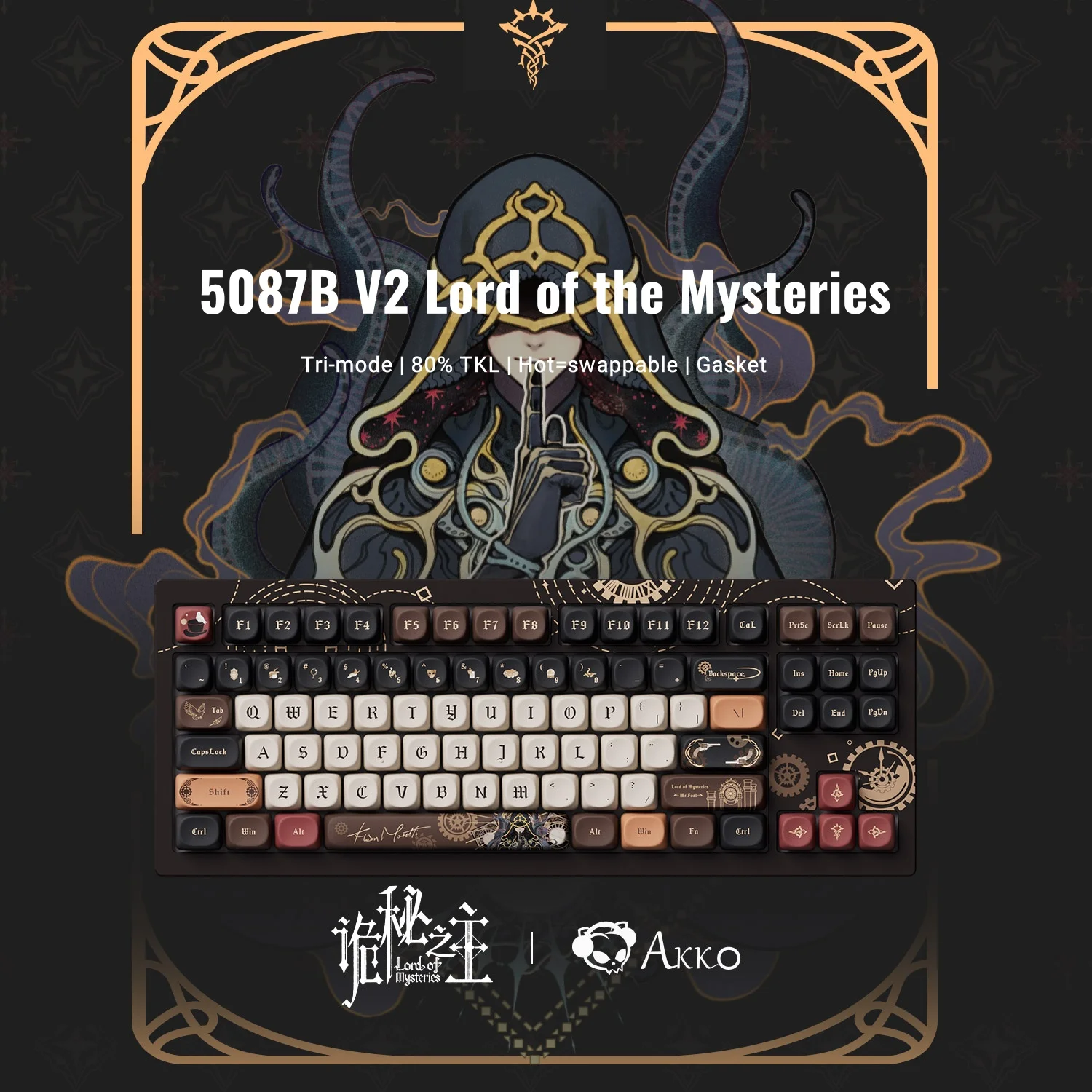 

Akko 5087B V2 Lord of Mysteries Tri-mode Mechanical Keyboard 80% | TKL Layout RGB Hot-swappable Custom Gaming Keyboard Gasket