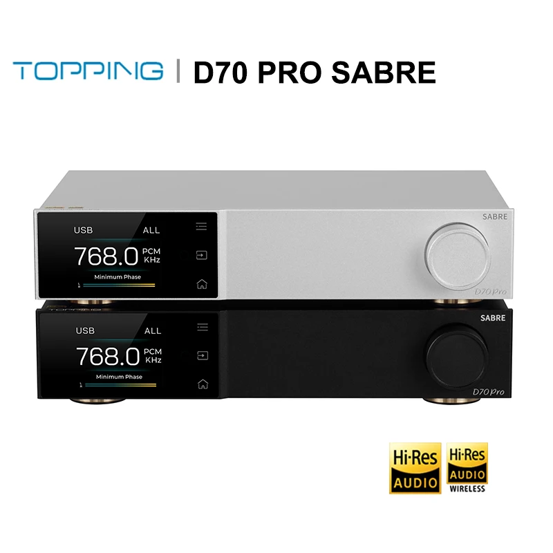 TOPPING D70 PRO SABRE decodificador DAC de Audio de alta resolución ES9039SPRO chip Bluetooth 5,1 LDAC 12V disparador pantalla a Color Control remoto dunu