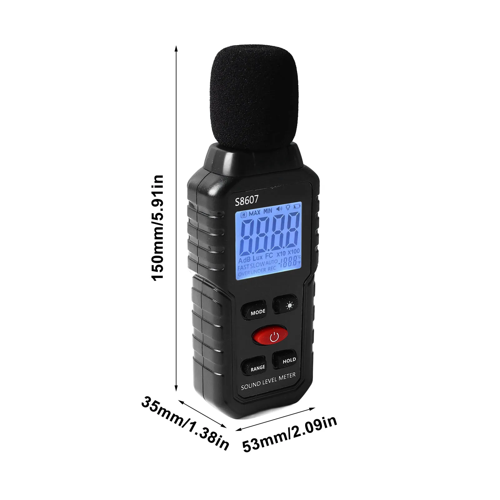 Decibel Meter Sound Level Meter Digital LCD Display Backlit Screen Noise Decibel Portable SPL Meter S8607 LCD Sound Level Meter