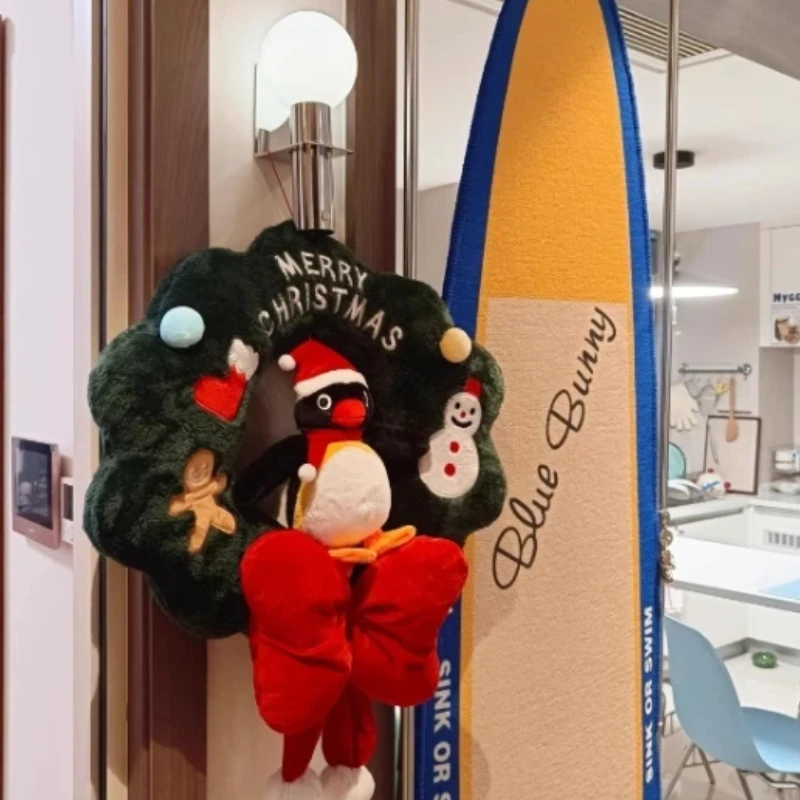 귀여운 핑구 봉제 인형 크리스마스 트리 봉제 인형 핑구 크리스마스 리스 봉제 인형 펭귄 액세서리 모델 홈 장식