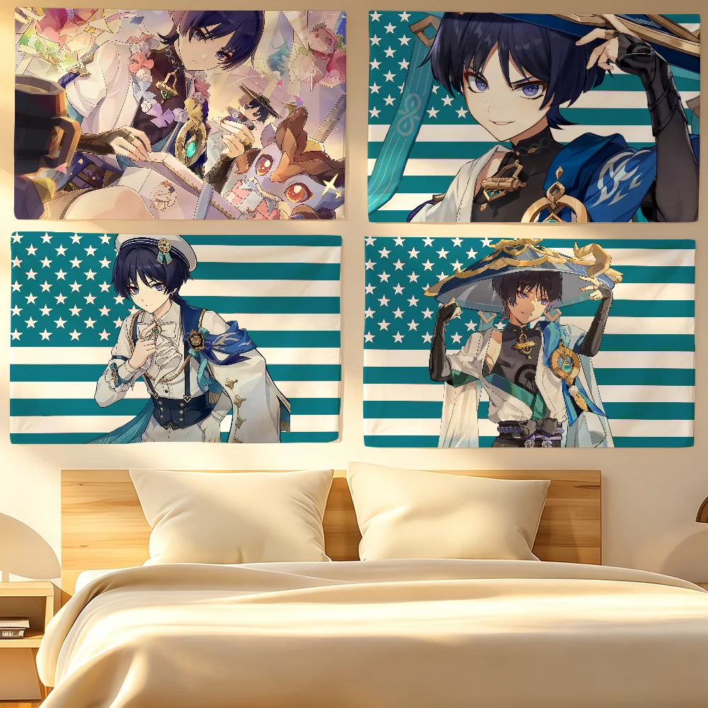 Game Genshin Impact Wanderer flag For Living Room Home Dorm Decor Wall Outdoor Camping Party Banner Gifts