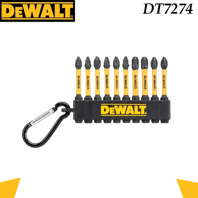DEWALT DT7274 10-Piece Impact Screwdriver Bit Set, PH2 Phillips Bits with Clip Carry Case