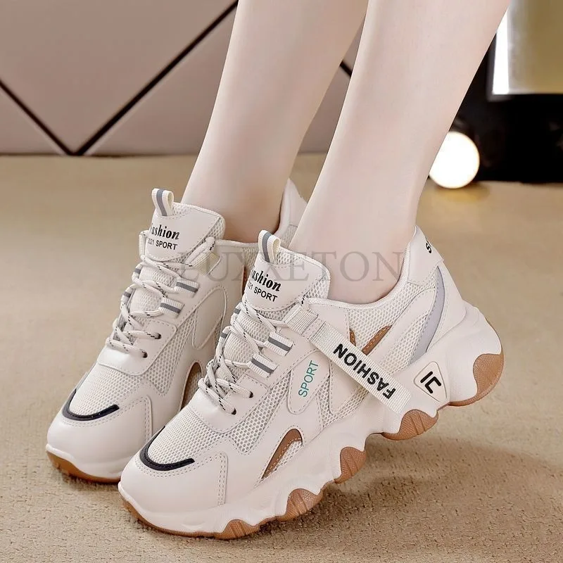 Matsuke Sole Round Toe Dad Shoes with Mesh for Comfortable Breathability Fashionable and Versatile Casual Sports Shoes