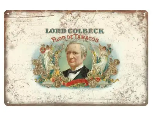 CIGAR TIN SIGN MAN CAVE LORD COLBECK FLOR DE TABACOS CIGAR LOUNGE WALL ART DECOR