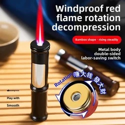 Decompression Round Bamboo Metal Windproof Red Flame Lighter Creative Gift Cigarette Lighter
