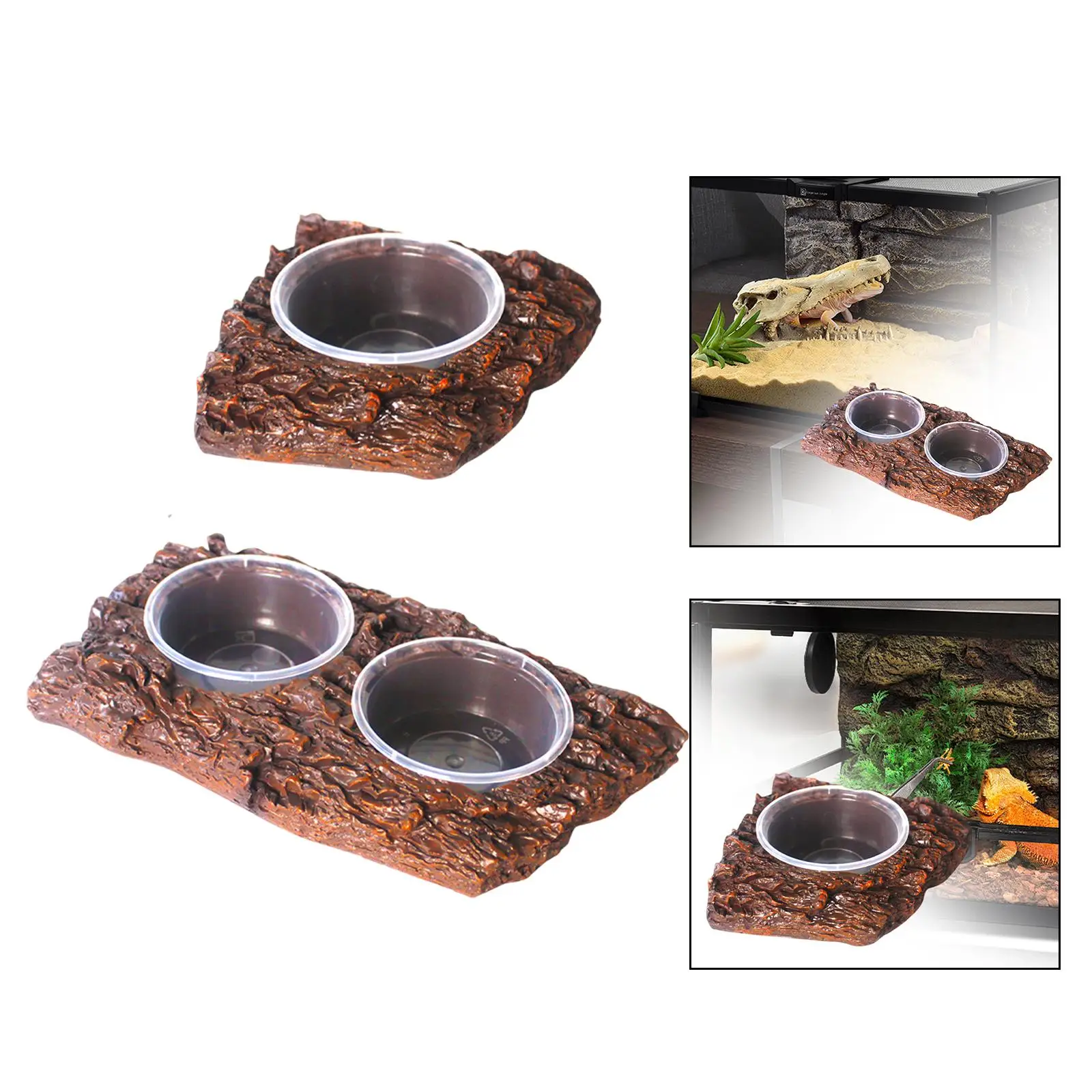 Feeder Dish Reptiles Drinking Amphibians Feeding Reptile Food Water Bowl for Chameleon Bearded Dragons Snake Hermit Crabs Turtle