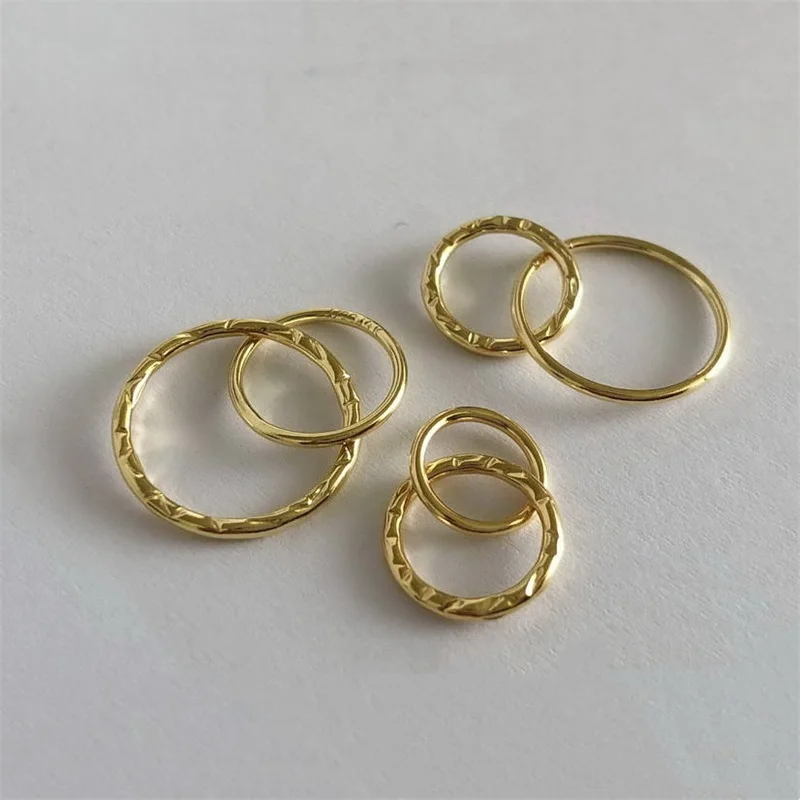 

No Fade No Rust Vintage Real 14k Gold Filled Double Embossed Plain Rings Interlocking for Jewelry Making Charm Connector