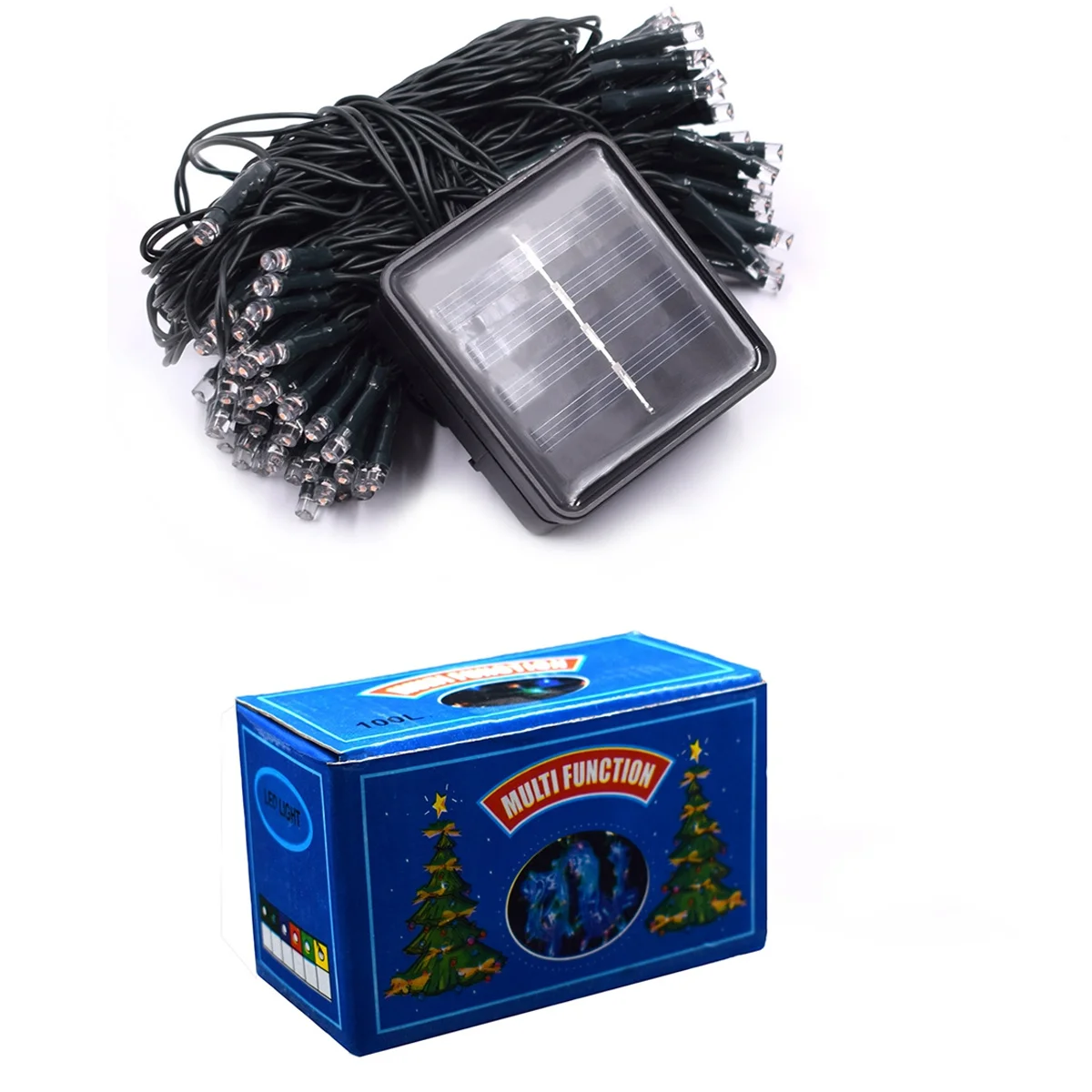 12メートルソーラーLEDストリングライト、100個のF5電球、屋外装飾ガーデン景観照明、自動夜間センサー付き、パティオ用