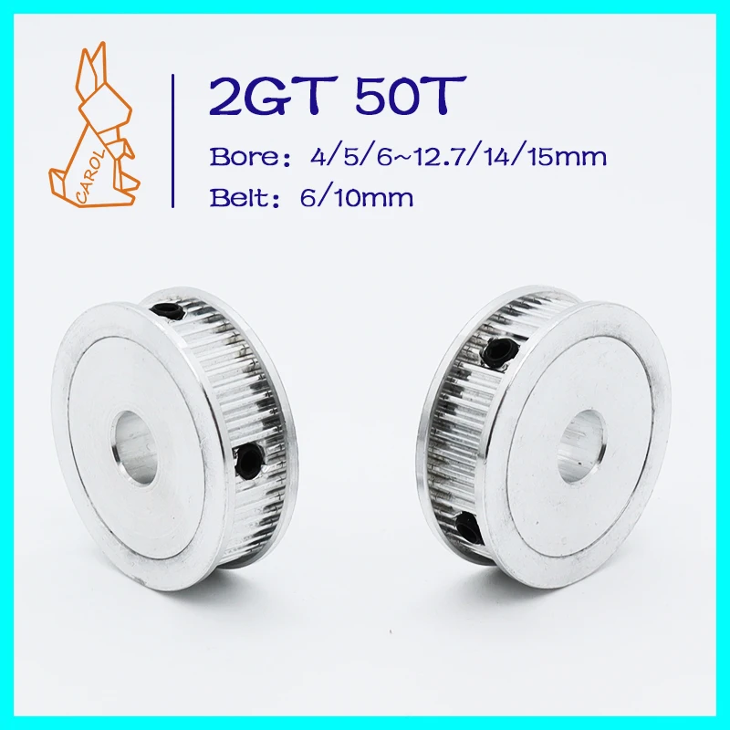 

50Teeth 2GT Idler Timing Pulley Bore 4/5/6~12/14/15mm Belt Width 6/10mm 3D Printer Parts GT2 Idler Pulley Tensioning Wheels 50T