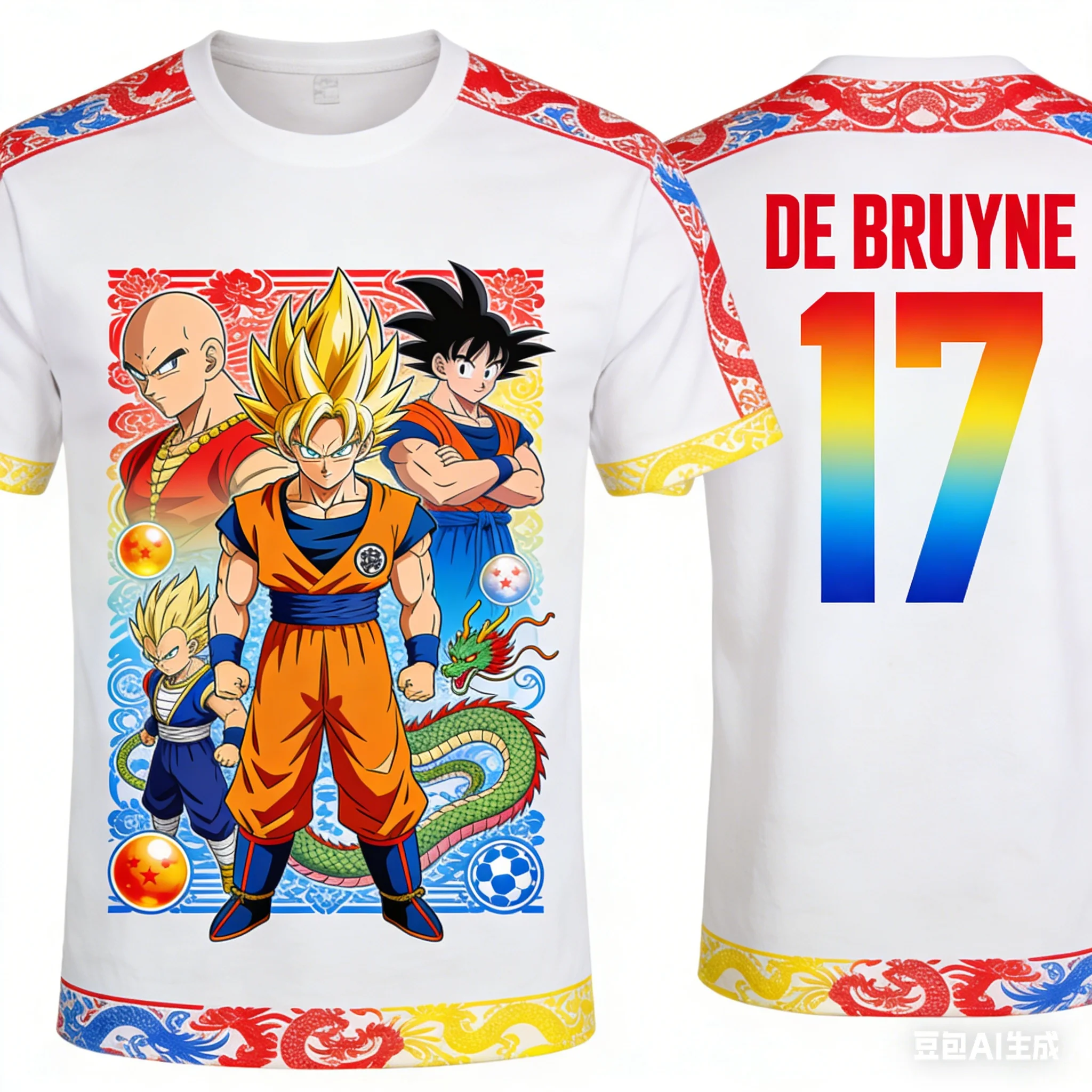 

Dragon Ball × Football Star Collaboration Number Print T-Shirt Unisex High Street Trend Loose Casual Short Sleeve