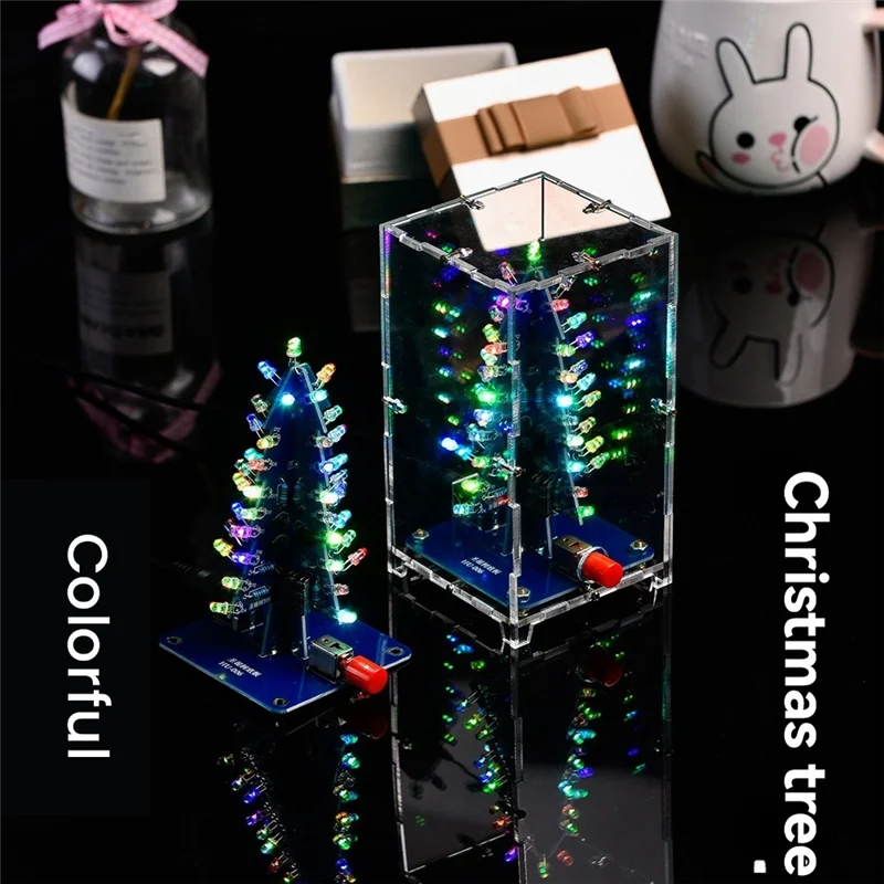 BNVN-RGB светодиодный мигающий набор для рождественской елки «сделай сам» + чехол для пайки электроники красочная 3D рождественская елка DIY комплект для практики пайки