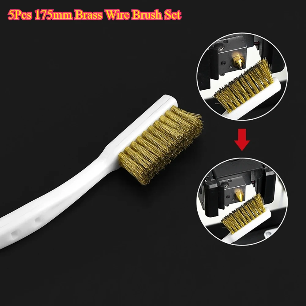5Pcs 175mm Brass Wire Brush Set - Industrial Paint & Rust Remover for Metal Polishing (2025 New)