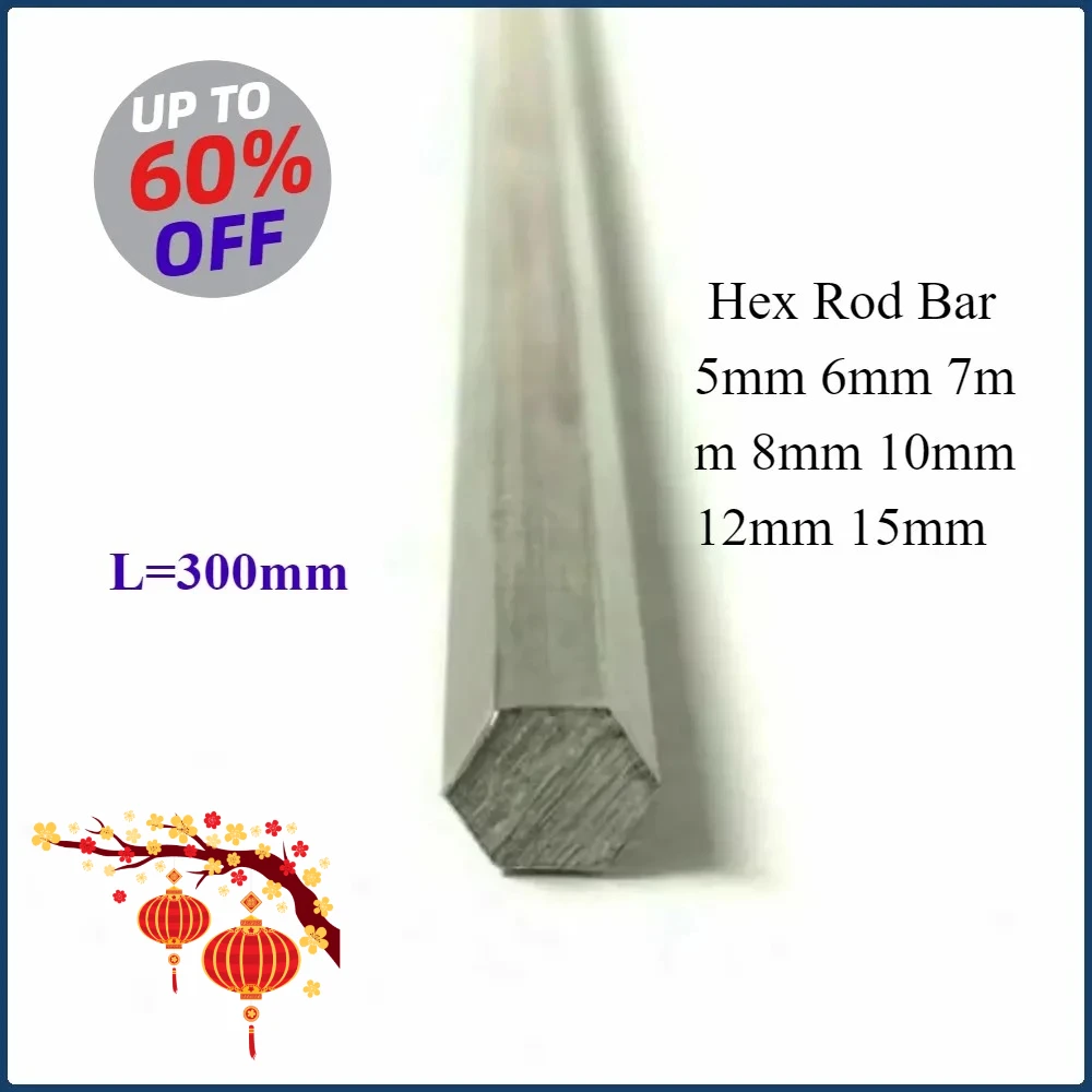 304 Stainless Steel Hex Rod Bar 5mm 6mm 7mm 8mm 10mm 12mm 15mm Linear Shaft Metric Bars Ground Stock 300mm Customize Length
