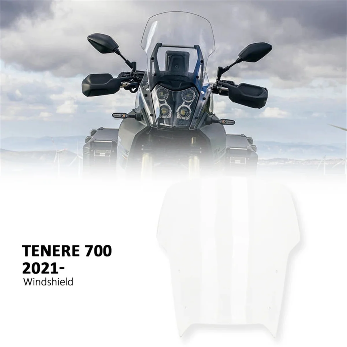 

T48C_Motorcycle Accessories for Yamaha Tenere700 TENERE 700 2021-2024 Windshield Wind Deflector Windscreen Kit Black
