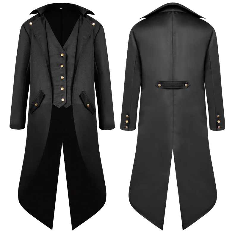 Men Vintage Suit Jacket Long Tuxedo Vintage Steampunk Retro Tailcoat Single Breasted Gothic Victorian Frock Coat Cosplay#3s