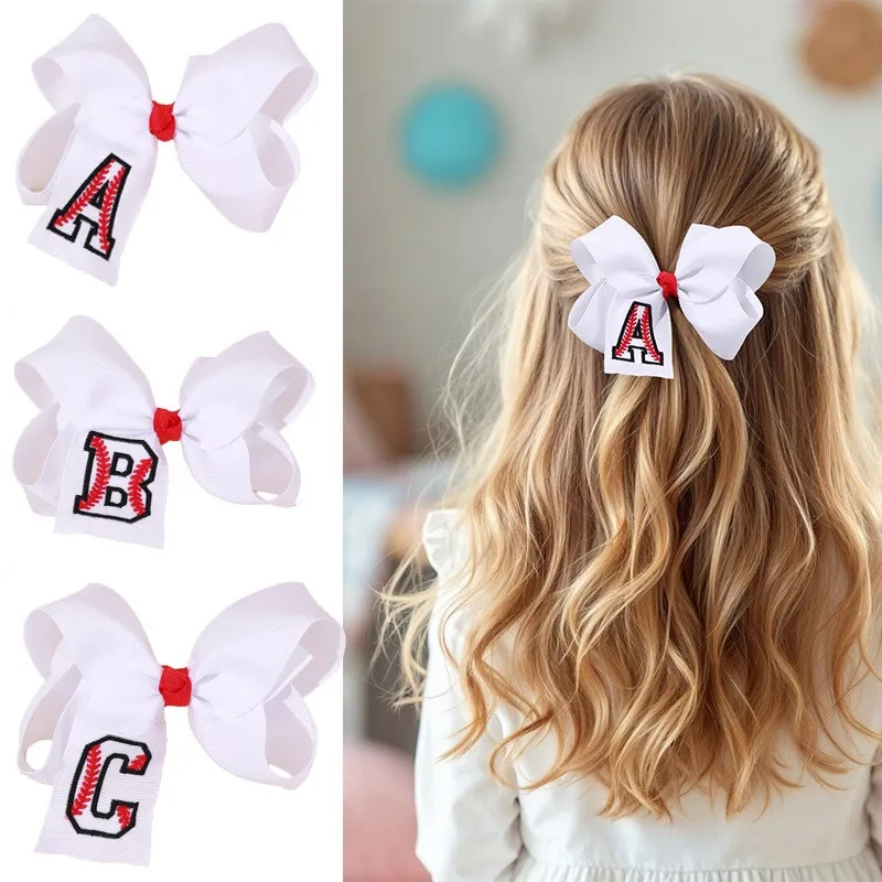36pc-kids-embroidered-letter-bow-hair-clips-45-inch-ribbon-barrettes-baby-girls-sports-hairpins-bulk-hair-accessories