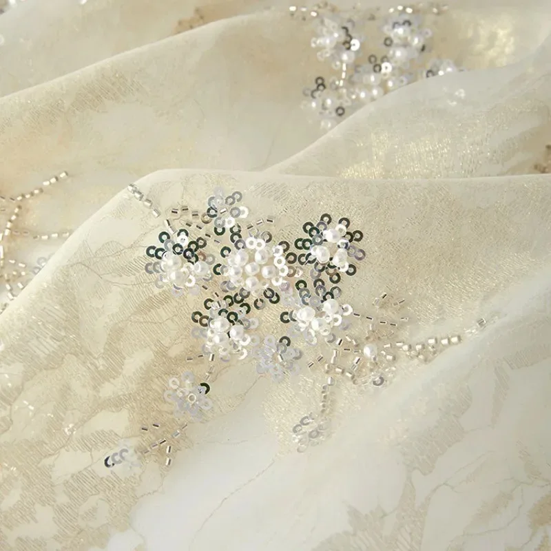 

Exquisite Beaded Sequins, Composite Lace Embroidery Fabric, DIY Wedding Dress, Evening Gown, Clothing Customization Accessories