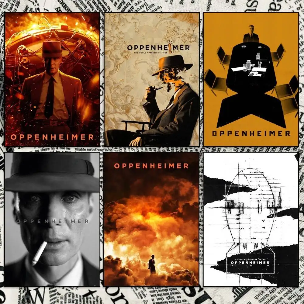 The Atomic Movie O-Oppenheimer  Poster Self-adhesive Waterproof Paper Sticker Coffee House Bar Room Wall Decor