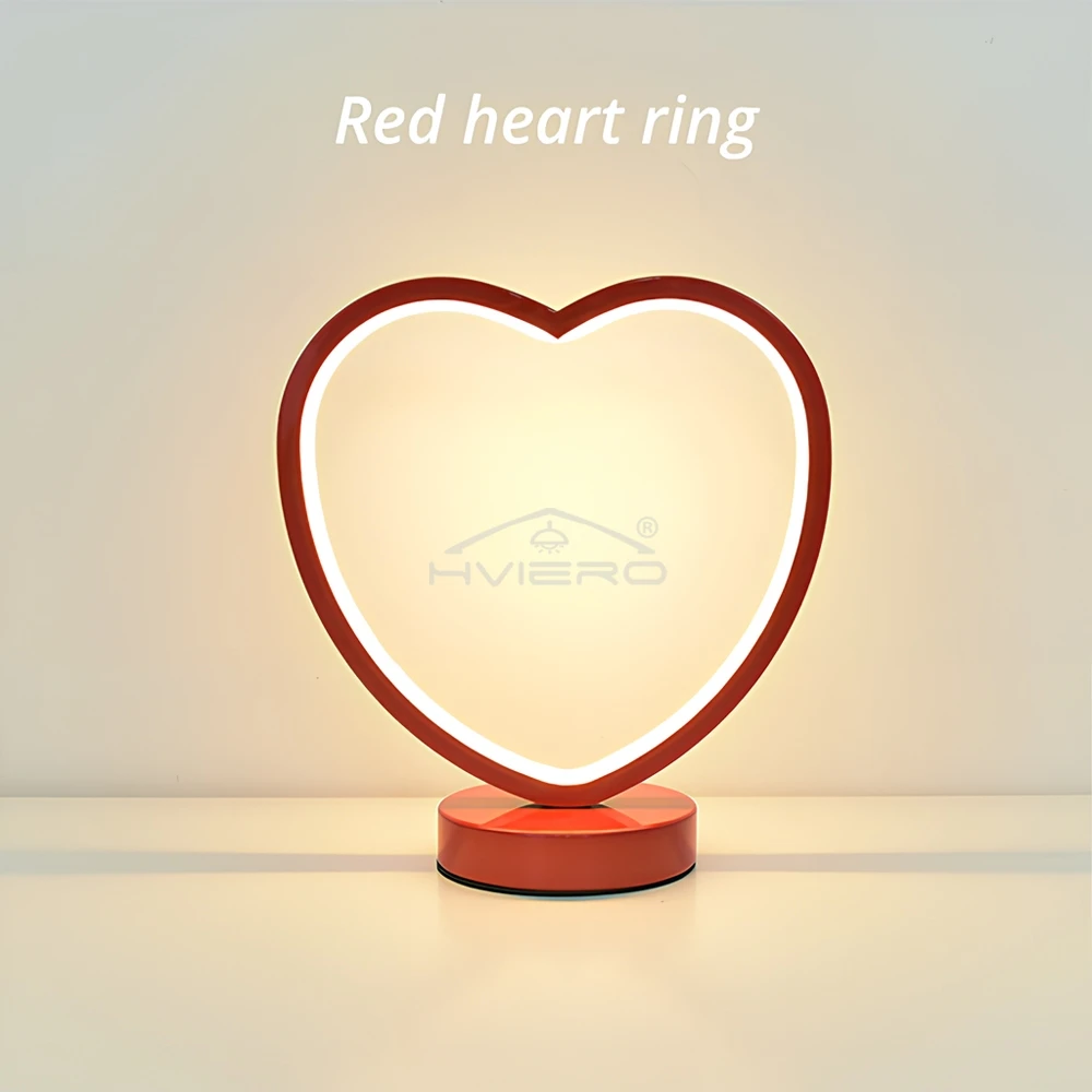 Heart Shape Love Led Table Small Book Night Wedding Bedroom Bedside Room Light Valentine's Day Gift Red Desk Lamp Newly Married