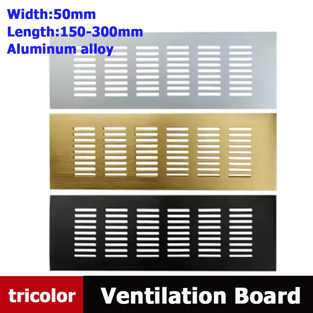 Heat Dissipation Breathable Board Aluminum Alloy Ventilation Grille Cover 50mm Wide  Black White Silver  Gold Optional