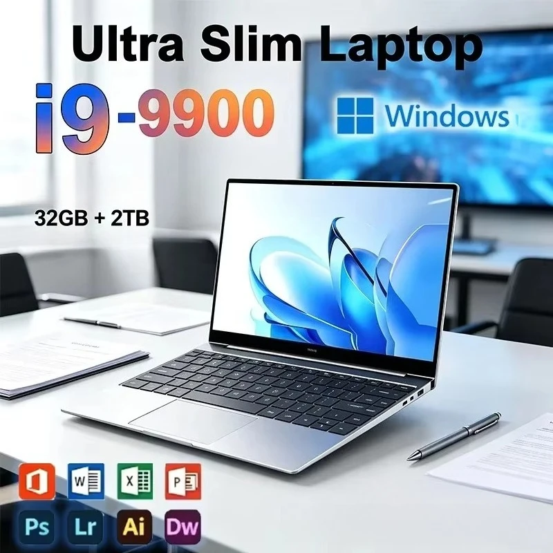 Ultra Slim  14.1" Laptop Intel Core i9-9900 32GB 2TB Gaming Computer PC Windows Gamer office  Notebook 1920*1080