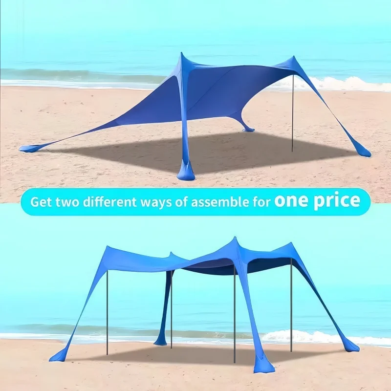 Tenda da spiaggia per famiglie 200 * 210 * 150CM Tenda da spiaggia con protezione UV Tenda per 3-4 persone Tenda da campeggio esterna resistente al