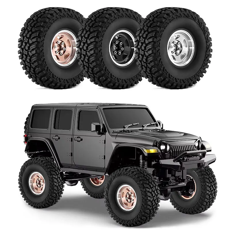 

4PCS 1.9 Inch Metal Beadlock Wheels with Tires 12mm Hex for TRX4 SCX10 Capra Axial Enduro RC Crawler 1/10 Scale Upgrade Parts