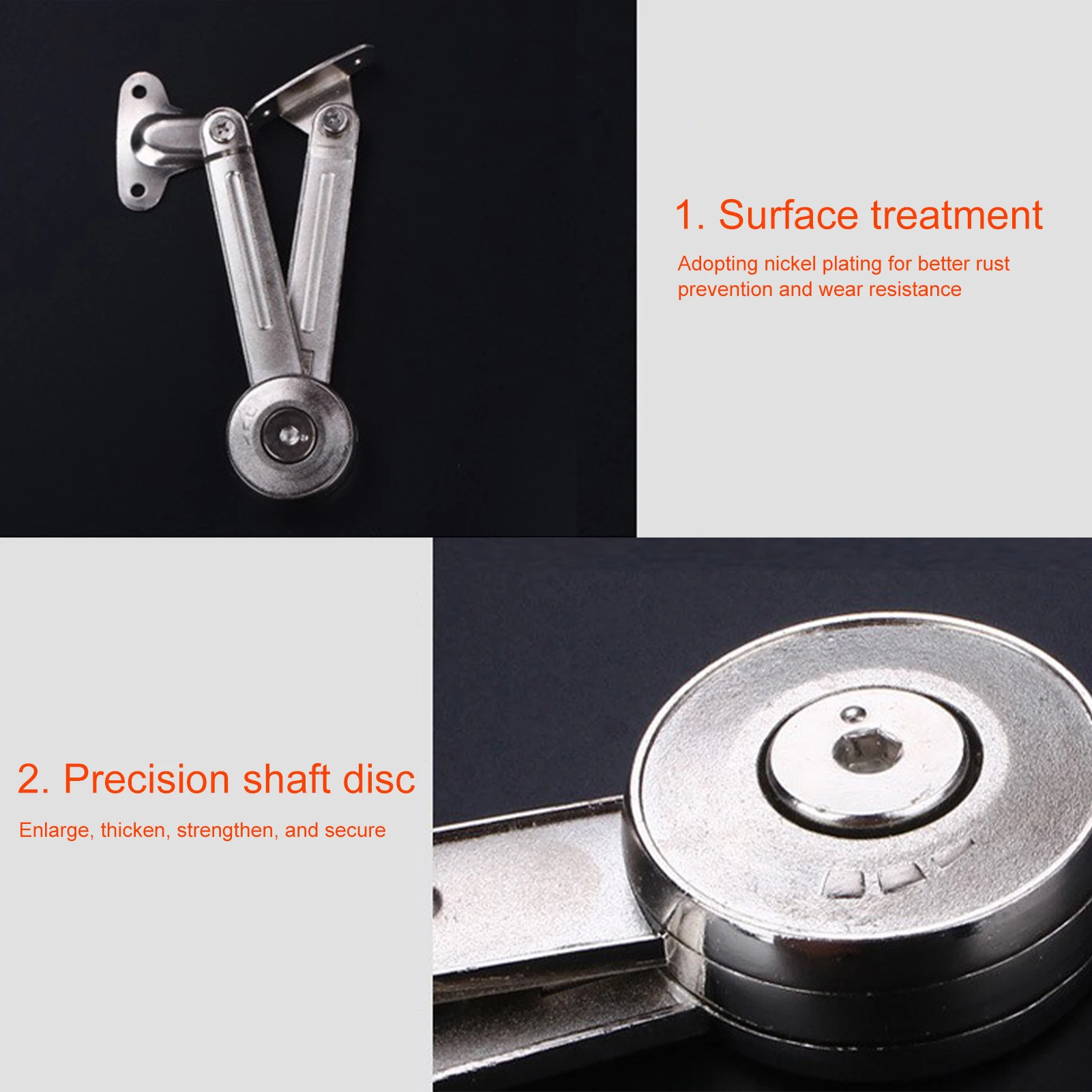 

Heavy Duty Lid Support Hinges Soft Close Folding Lid Stay Hinge Keep Lid Hinge Open for Cabinet Kitchen Wardrobe Hardware