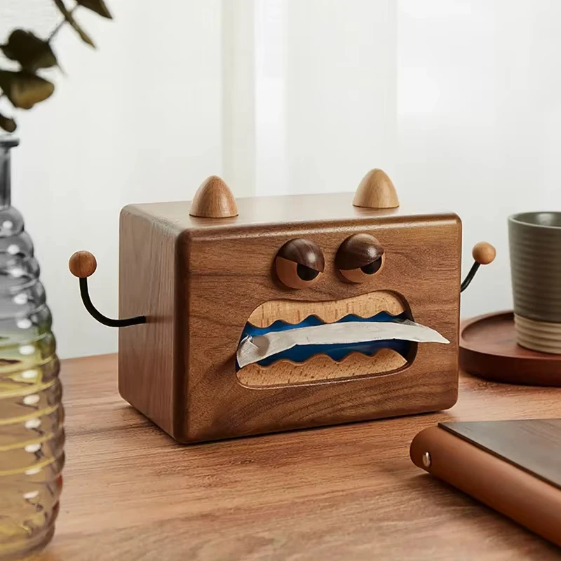 

Creative desktop retro wooden napkin storage box